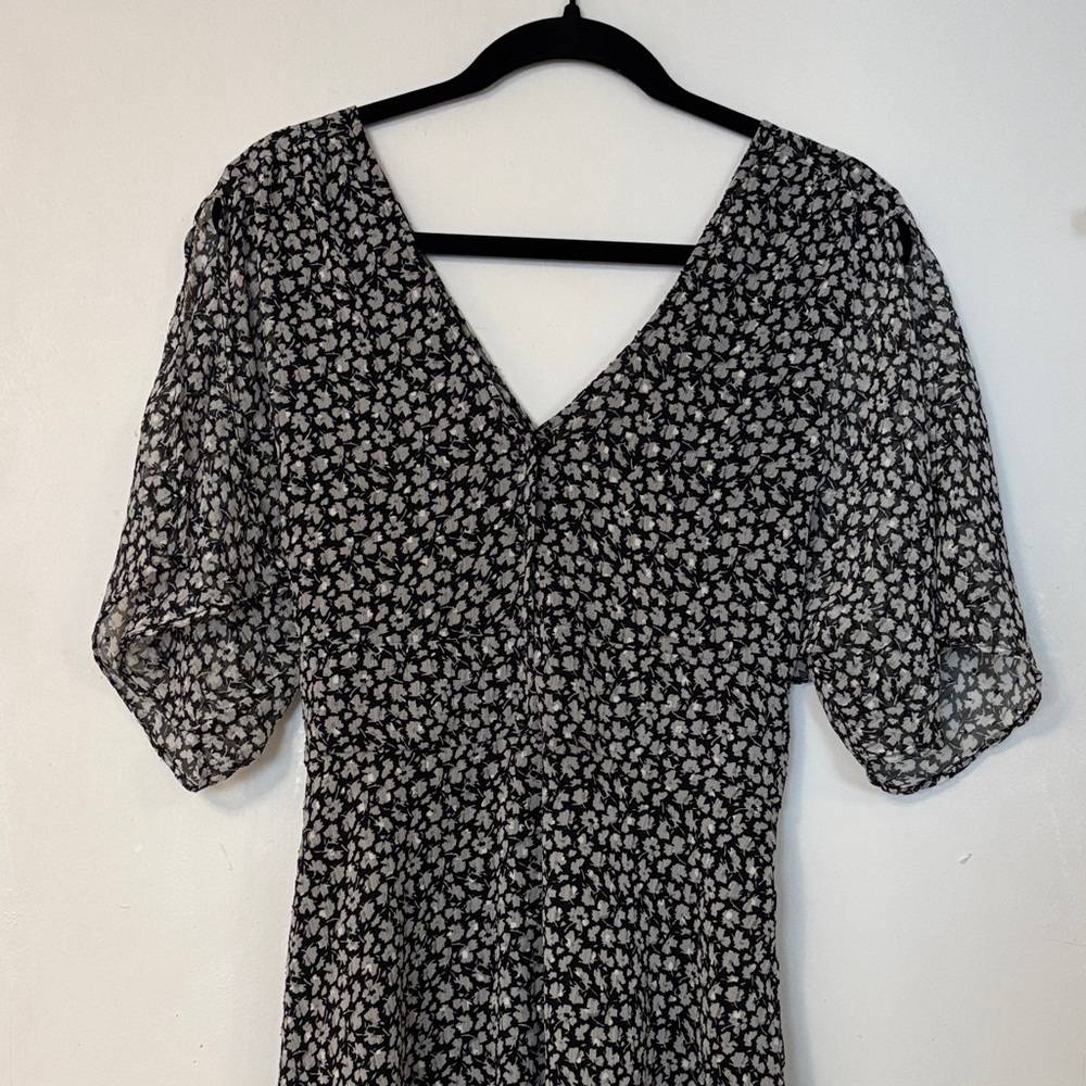 All Saints Black and White Floral Mini Dress